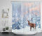 LB Schneewald Duschvorhang 180x200cm Hirsch in den Bergen Antischimmel Wasserdicht Badezimmer Vorhänge, Winterlandschaft Extra Lange Polyester Stoff Bad Vorhang mit Haken