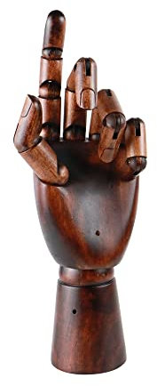KUROFLY Holz-Handmodell für Künstler, bewegliche Schaufensterpuppe, linke Hand, 25,9 cm, flexibler Finger, Schmuckhalter für Skizzen, Kunst, Zeichnen und Ausstellen