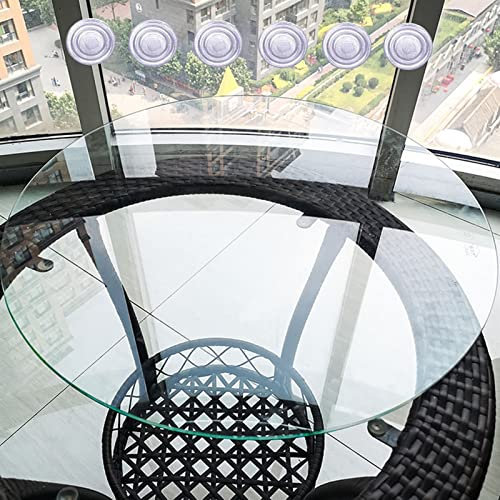 KDLKCT6 Plateau Rond De Table en Verre Trempé - Diamètre 380/500/580/640/720/780/800 Mm, Épaisseur 9 Mm, avec Patin Antidérapant, Facile À Installer, Transparent Bords Polis Meuble