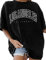 TOMEEK Damen T-Shirt Rundhals Kurzarm Top Sommer einfarbig Oversize T-Shirt Kausale Baumwolle breite Schulter T-Shirt, Schwarz, Größe XL