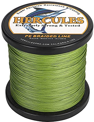 HERCULES Geflochtene Angelschnur 12 Stränge, 100-2000m 109-2196 Yards Geflochtene Fisch Linien, 10lb - 420lb Test-PE-Schnüre für Salzwasser-Süßwasser - Armeegrün, 40lbs, 1000m