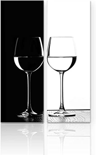 Black and White Kitchen Wall Art Wine Glass Pictures for Dining Room Kitchen Bar Wall Decor Abstract Wine Cup Canvas Prints Minimalist Poster Family Modern Artwork Living Room Home Decoration 6x16 2P