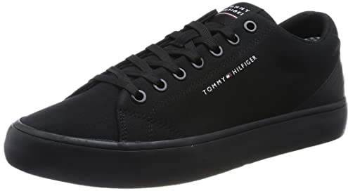 Tommy Hilfiger Herren Vulcanized Sneaker TH Hi Vulc Core Low Canvas Schuhe , Schwarz (Black), 46 EU