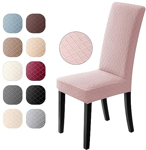Stuhlbezüge Modern 2er Set Universeller Stuhlhussen Elastischer Stretchbezug, abwaschbarer Jacquard Bezug mit Rutschfestheit & Atmungsaktivität , Spannbezug ideal für Events und Deko Bankett (Rosa)