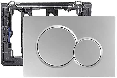 Double plaque d'actionnement avant de chasse d'eau, compatible avec plaque d'actionnement Geberit 115.770.11.5, argent mat/gris