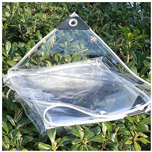 Clear Tarpaulin,Heavy Duty 400g/㎡ Waterproof PVC Transparent Tarpaulin with Eyelets Tarp Sheet Cover Soft Glass Home Garden Outdoor, 0.35mm Thick - Groundsheet Windproof Camping,Size:0,5x0,8m