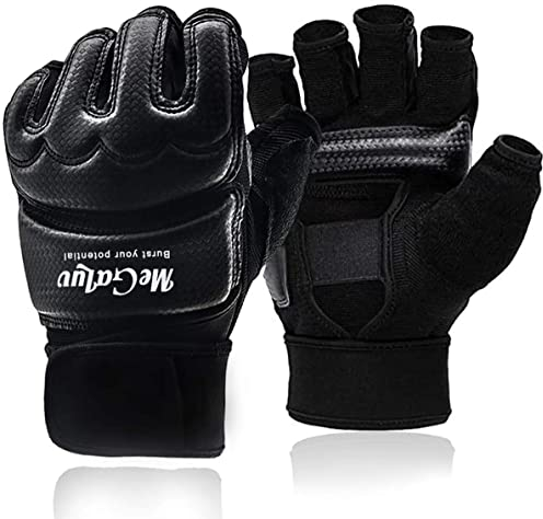 Boxhandschuhe Männer Frau Kinder Boxhandschuhe MMA Handschuhe Herren Set Boxen Trainingshandschuhe Boxhandschuhe Leicht Taekwondo UFC Halbfinger Kickboxing BoxsackHandschuhe(Schwarz,XXS)
