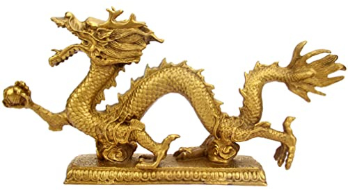 BESPORTBLE Drachen Figur Drachenfigur Messing Drachen Chinesische Feng Shui Chinesische Büro Dekoration Tierkreiszeichen Sammlungsfigur für Viel Erfolg Geschenk Kamin Tisch Objekt