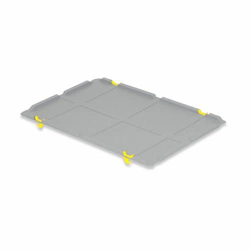 Auflagedeckel Set Eurobox NextGen mit 4 gelben Schiebeschnappverschlüssen | BxT 40x60cm | Eurobehälter, Transportbox, Transportbehälter, Stapelbehälter