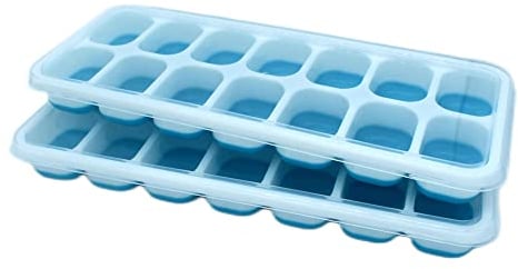 Eiswürfelform, 2 Pack Silikon-Eisform mit Deckel, Silikon-Eiswürfelformen, Einfach zu lösende Eisformen für Gefrierschrank, Whisky, Cocktail, Blau (Blau)