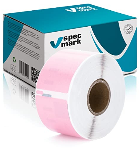 specmark Etiketten-Rolle kompatibel mit DYMO S0722400 36mm x 89mm 260 Stück kompatibel zu allen Etikettendruckern LabelWriter 450, 4XL, Seiko-SLP, Rosa Ettiket, Schwarzer Schrift