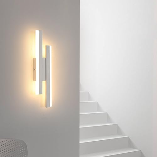 Riserva Wandleuchte Innen LED Moderne, 16W 1800LM Wandlampe Kreative, Warmweiß 3000K, Lange Parallele Wandleuchte für Wohnzimmer Korridor Treppen, Weiß, 40cm