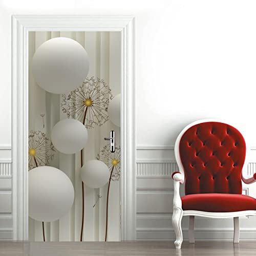 Türtapete Selbstklebend Pusteblume & Reichsapfel Türtapete Wandbild Selbstklebend PVC Wasserdicht Abnehmbar Türfolie TürPoster Fototapete Wohnzimmer Schlafzimmer küche bad B90 x H200cm