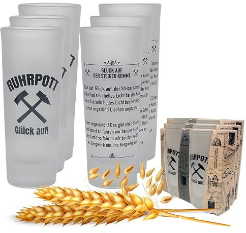 3forCologne Schnapsgläser 6,5cl | 6er Set | Ruhrpott- Hammer und Schlegel | Pinnchen, Shotgläser, Tequila, Vodka, Obstler, Grappa, in Geschenkverpackungen| DESIGNED IN GERMANY