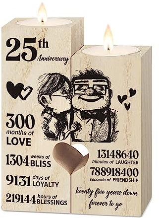 25th Anniversary Wedding Gifts for Wife, Couples Gift Candlestick,25th Wedding Anniversary Birthday Gifts for Wife from Husband, Present for Husband,Twenty Five Years for Her