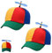 2 Stück Lustige Propellerkappe, Propeller Cap Mütze Mit Propeller, Helikopter Cap, Bunte Propeller Mütze, Größenverstellbar, Für Erwachsene Kinder, Für Partys Festivals Comedy