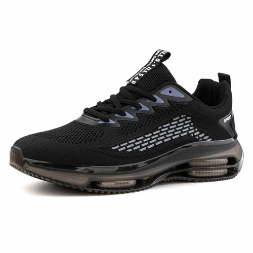 Hitmars Turnschuhe Herren Laufschuhe Sportschuhe Straßenlaufschuhe Joggingschuhe Luftkissen Seanker Atmungsaktiv Gym Bequeme Leichte Schwarz 44