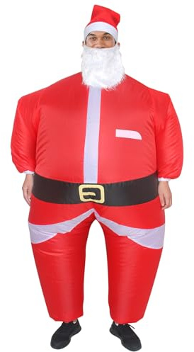 Arokibui Red Inflatable Santa Claus Costume Blow up Santa Costume Cosplay Party Halloween Christmas Suit Xmas Costume Christmas Decor