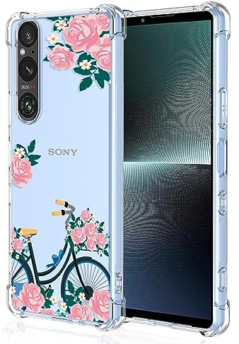 EASSGU TPU Silicone Coque pour Smartphone, Compatible with Sony Xperia 1 V (6.5 inches), Housse de Protection de Motif Peint Transparente, Étui de Téléphone Anti-Chute - Fleurs 9