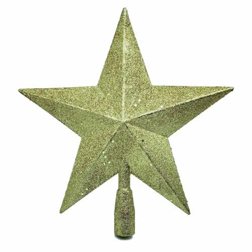 Tradineur - Estrella para Punta del Árbol de Navidad - Fabricado en Plástico - Decoración para Temporada navideña - Altura Aprox.: 28 cm - Color Dorado