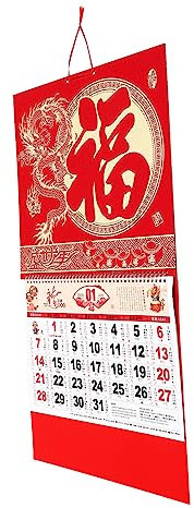 STOBOK 2024 Viel Glück-wandkalender Chinesischer Tierkreiskalender Wand-mondkalender Mondkalender Für Das Neue Jahr Das Jahr Des Drachenkalenders Planerkalender Büro Papier Haushalt China