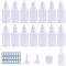 BOKFJBP 15 Pack 30ml Plastic Dropper Bottle, Resealable Empty Squeezable Eye Bottles Small Squeeze Liquid with Label Funnel Measuring Cup Hold Accurately for Liquid Ketchup Mustard Olive Oil and More