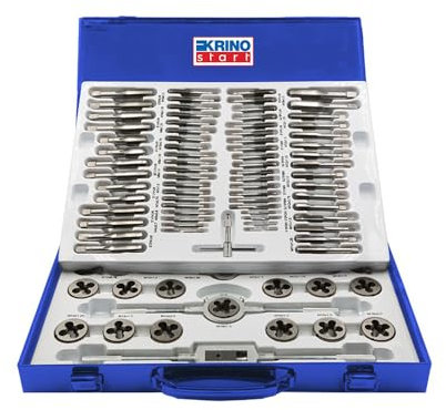 Generic SET FILIERA FILETTATURA 110PZ BOX METALLO FILIERE MASCHI FEMMINE M+MF 2-18 Acciaio Cr-V
