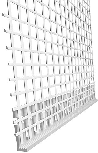 50x doitBau Abschlussprofil PVC 6mm mit Gewebe Putzabschluss Fassade Kantenprofil WDVS Putzprofil Glasfaser Profil Spachtelung Winkelprofil Armierungsgewebe Putzabschlussprofil Fassadendämmung