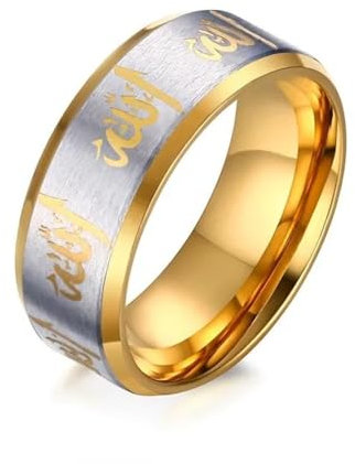 BISONBLUE Ringe Herren Ring Damen Männer Rings Geschenk Schwarze islamische arabische Ringe Mann 8 14020