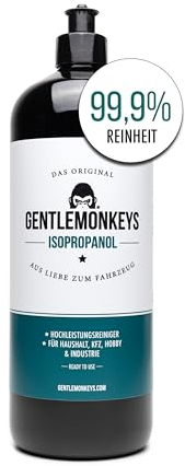 GENTLEMONKEYS Isopropanol Alkohol 99,9% (1l) • Reinigungsalkohol für Haushalt, KFZ & Industrie • Laborgeprüfte Reinheit von 99,9% • Reiniger, Entfetter & Lösungsmittel • Made in Germany