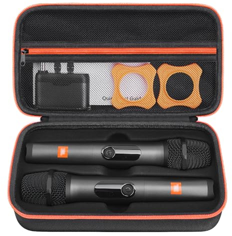 HESPLUS Microphone Case Compatible with JBL Wireless Two Microphone System, Protable Handheld Dual Mic Travel Bag Organizer Storage Box for Receiver, AA Batteries, Charger (Case Only!)