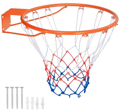 COSTWAY Ø45cm/ 37cm Basketballkorb Indoor, Mini Basketball Korb mit Ring & Netz, für Tür & Wandmontage, Basketballring Basketball Hoop Outdoor für Kinder & Erwachsene (Ø37cm,Orange)