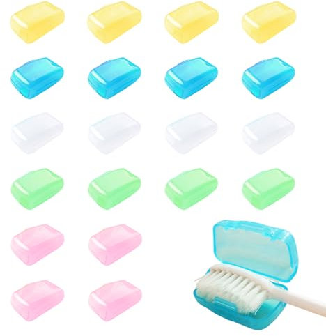 Makoto Nobu 20 Stück Tragbare Zahnbürste Schutzhülle, Reise-Zahnbürsten-Abdeckkappen, Zahnbürste Kopf Schutzhülle für Reisen, Zuhause, Camping und Schule