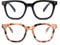 SKYWAY 2er-Pack Lesebrille für Damen Herren-Computerlesebrille mit Blaulichtfilter-Übergroße Quadratische Lesebrille mit Federscharnier-Blendschutz/Augenbeschwerden (Schwarz/Braun Schildpatt,1.5)
