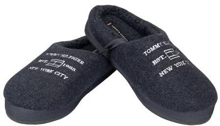Tommy Hilfiger TH Herren-Slipper, Hausschuhe mit starrer, rutschfester Sohle und Fellpolsterung Art. XM0XM02604, DW5 Desert sky, 41
