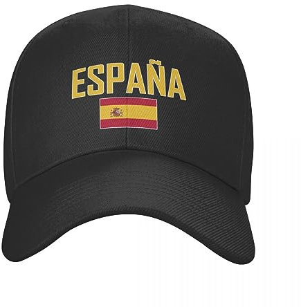 Gorra De Playa De Verano con Bandera De España, Gorra Ajustable Unisex, Gorra De Camionero, Gorra Deportiva Vintage, Gorra Ligera Y Transpirable para Exteriores, Gorra De Papá, Color Negro, Talla