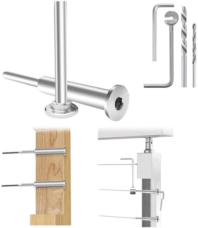 RiaYer 10 Pair Cable Railing Hardware Kit, Low Profile Invisible Receiver & Upgraded Swage Tensioner Stud End, 1/8 T316 Stainless Steel for 2x2 4x4 Wood Post Deck Railing Stairs-HF022