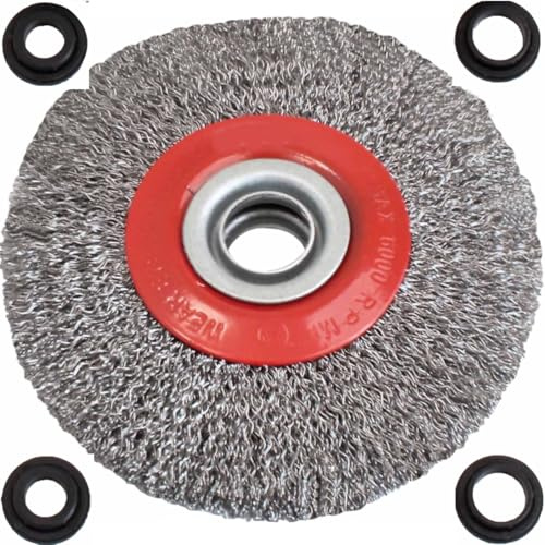 Cepillo de Alambre para Esmeriladora de Banco 125 mm – Cepillo Circular Púas de Acero 0,3 mm para Amoladora de Banco – Limpieza de Óxido, Pintura y Soldadura – Herramienta Taller Metal y Mecánica