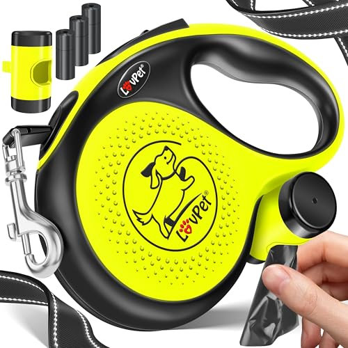 LOVPET® Hunde Rollleine 8m | Hundeleine für kleine & große Hunde 50kg | Ausziehbare Leine ergonomischer & Rutschfester Griff | Joggingleine 360° Leinenverlängerung | Laufleine Reflektierenden Maschen