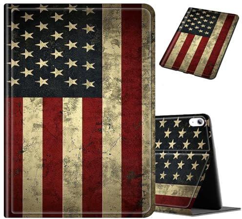 Funda para iPad Air de 11 pulgadas (M2) 2024, a prueba de golpes, función atril, apagado y encendido automático, bandera estadounidense vintage
