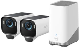 eufy Security eufyCam S3 Pro Kit de caméra de sécurité solaire d'extérieur sans fil avec panneau solaire, vision nocturne en couleur, 4K, Forever Power 2.0, reconnaissance faciale AI, stockage local