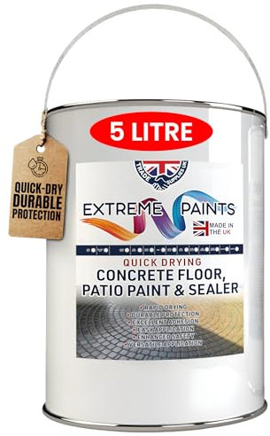 TRADE SUPPLIES UK - Extreme Quick Drying Concrete Floor, Patio Paint & Sealer - Water Based, Durable & long Lasting - Industrial & Domestic Spaces - Black, 5L