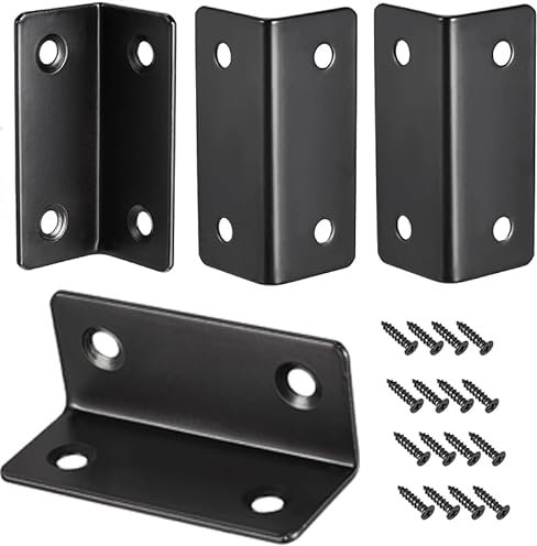 4 Pezzi Staffe Angolari, 65x25x25mm Squadre Angolari in Acciaio Inossidabile, Squadre a L a 90 Gradi, Supporto Angolare per Mobili in Legno, Recinzioni Fissaggio con Viti per Interni ed Esterni