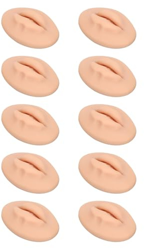 10 Labbra in Silicone 3D per Tatuaggio Semipermanente, Tono Pelle Scura | Materiale Silicone Realistico, Ideale Pratica Trucco permanente, Compatibile con inchiostri, adatto a Principianti E