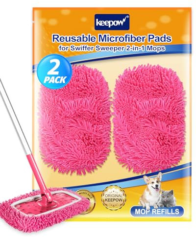 KEEPOW Panni Riutilizzabili per Swiffer Pavimenti, 2 Cuffietta In Microfibra per Swiffer, Ottimo Effetto Pulente, Adatti per Swiffer Lavapavimenti - Ideale per La Pulizia Di Pavimenti Duri E In Legno