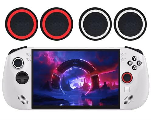 GIOPUEY Joystick Thumb Stick Grips Cap Compatible with Lenovo Legion Go S, 4 Pack Silicone Thumb Grip Caps Joystick Caps Protective Case Cover, Soft Anti-Slip - Black/Red+Black/White