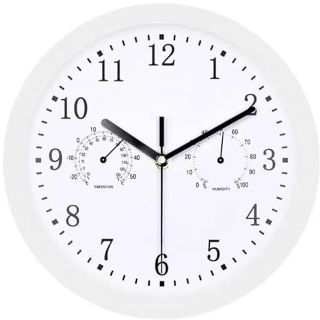 Nybhyjka Wetterfeste Outdoor-Uhr, Außenuhren Wetterfest Mit Thermometer Und Hygrometer, wasserdichte Gartenuhr Outdoor-Wanduhren, 10 Zoll Leicht Ablesbare Dekorative -Uhr