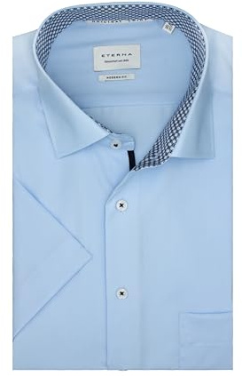 ETERNA Modern Fit Hemd Halbarm New Kent Kragen Fil a Fil hellblau