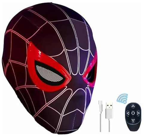 JDJXYNSRT Spider-Hero mask Remote Control Movable Mechanical Eyes, Realistic Spider Super Hero Full Mask Moving Lenses Cosplay, Wearable Movie Prop Mask Great Gift for Man and Kids (C)