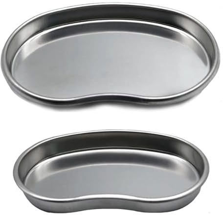 2PCS Stainless Steel Kidney Tray, Medical Large Curved Instrument Tray, Reusable Surgical Kidney Dish for Medical Use, Dentistry, Tattoo Instrument Supplies and Lab